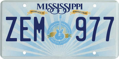 MS license plate ZEM977