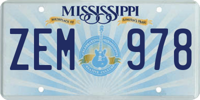 MS license plate ZEM978