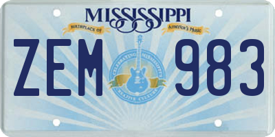 MS license plate ZEM983