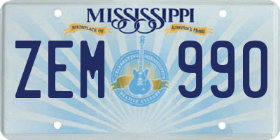 MS license plate ZEM990