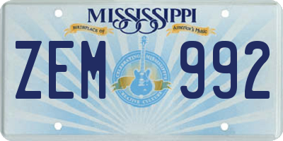 MS license plate ZEM992