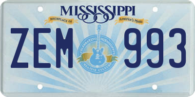 MS license plate ZEM993
