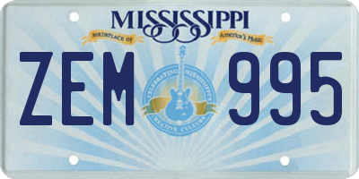 MS license plate ZEM995