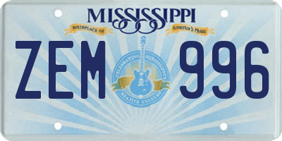 MS license plate ZEM996