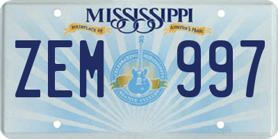 MS license plate ZEM997