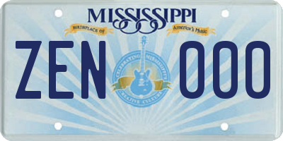 MS license plate ZEN000