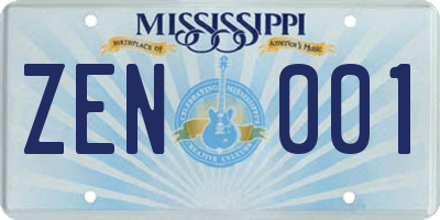 MS license plate ZEN001