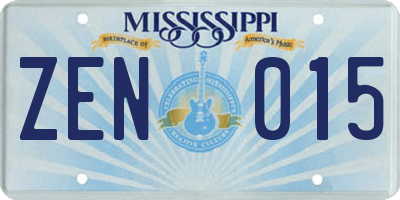 MS license plate ZEN015