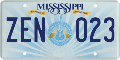 MS license plate ZEN023