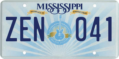 MS license plate ZEN041