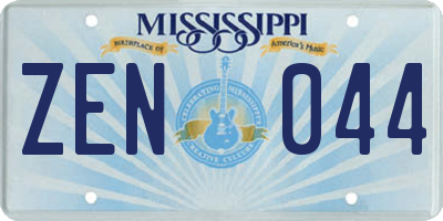 MS license plate ZEN044