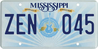 MS license plate ZEN045