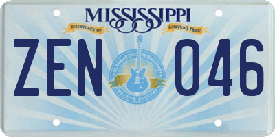 MS license plate ZEN046