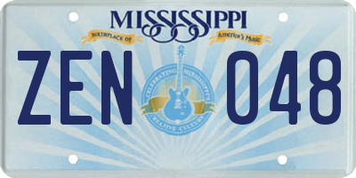 MS license plate ZEN048