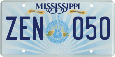 MS license plate ZEN050