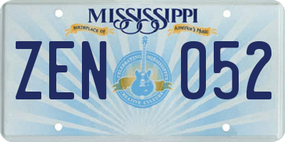 MS license plate ZEN052