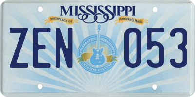 MS license plate ZEN053