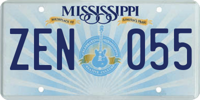 MS license plate ZEN055