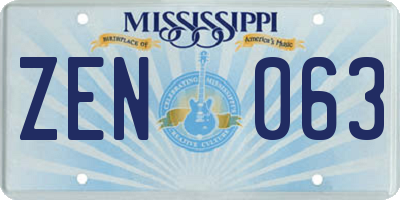 MS license plate ZEN063