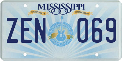 MS license plate ZEN069
