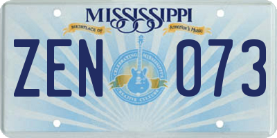 MS license plate ZEN073
