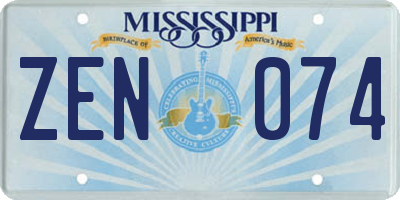 MS license plate ZEN074