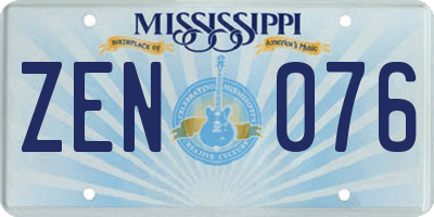 MS license plate ZEN076
