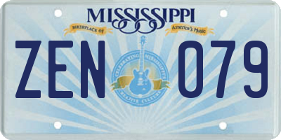 MS license plate ZEN079