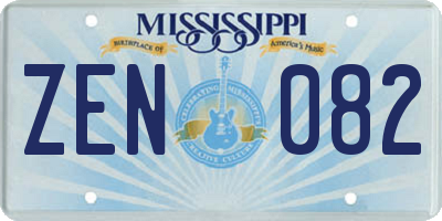 MS license plate ZEN082