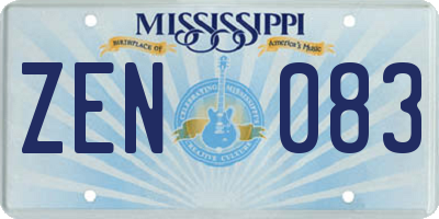 MS license plate ZEN083