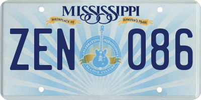 MS license plate ZEN086