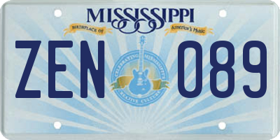 MS license plate ZEN089