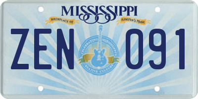 MS license plate ZEN091