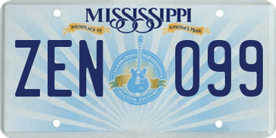 MS license plate ZEN099