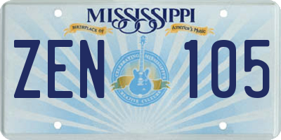 MS license plate ZEN105