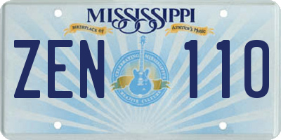 MS license plate ZEN110