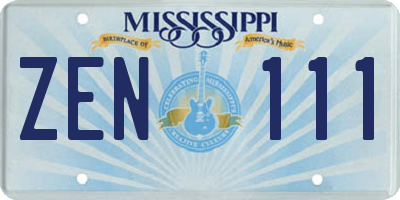 MS license plate ZEN111