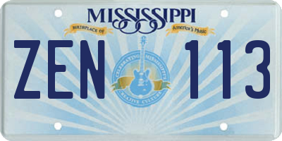 MS license plate ZEN113