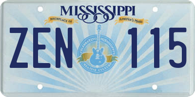 MS license plate ZEN115