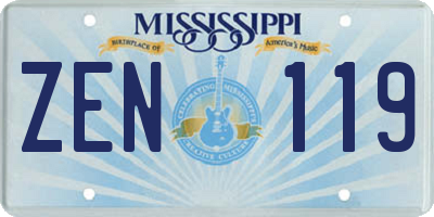 MS license plate ZEN119