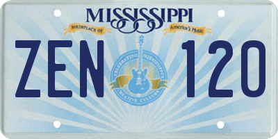 MS license plate ZEN120
