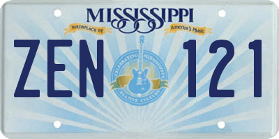MS license plate ZEN121