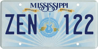 MS license plate ZEN122