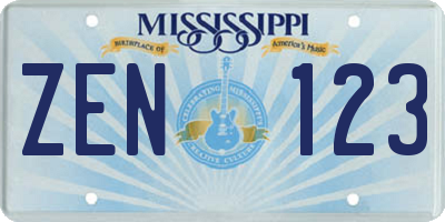 MS license plate ZEN123