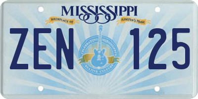 MS license plate ZEN125