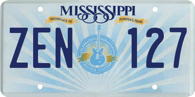 MS license plate ZEN127