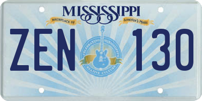 MS license plate ZEN130