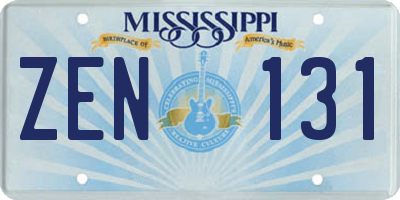 MS license plate ZEN131