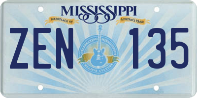 MS license plate ZEN135