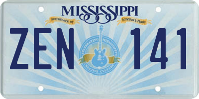 MS license plate ZEN141